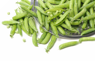 Fresh peas isolated on white background 