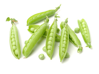 Fresh peas isolated on white background 
