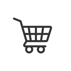 Shopping cart icon in flat style. Trolley vector illustration on white isolated background. Basket business concept.