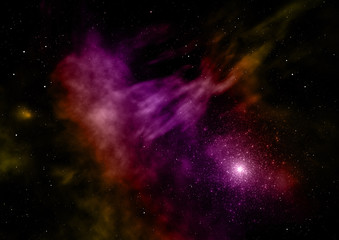 Fototapeta na wymiar Far being shone nebula and star field. 3D rendering