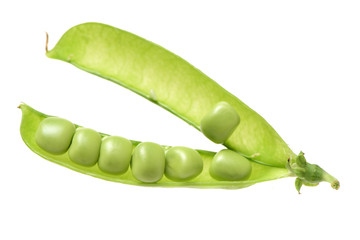 Fresh peas isolated on white background 