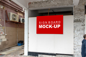 Mock up signboard at building under construction