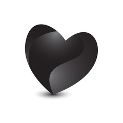 silhouette of black heart vector logo icon isolated on white background
