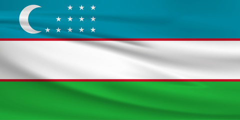 Illustration of a waving flag of the Uzbekistan