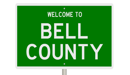 Rendering of a green 3d highway sign for Bell County