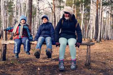 family in forest