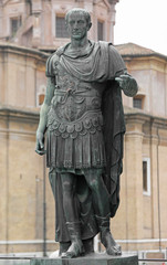 Fototapeta na wymiar Statue of Julius Caesar also called Giulio Cesare in Rome Italy
