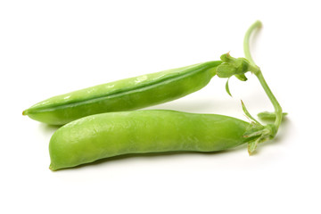 Fresh peas isolated on white background 