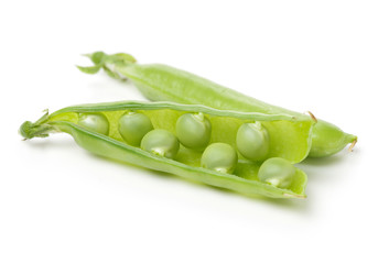Fresh peas isolated on white background 