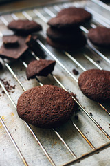 Handmade tasty chocolate cookies with dark chocolate