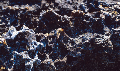 lava rock along the coastline