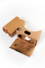 Cardboard VR glasses, isolated on a white background.