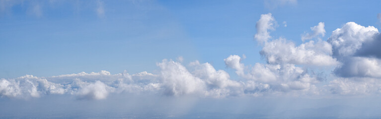panoramic blue sky background with white clouds