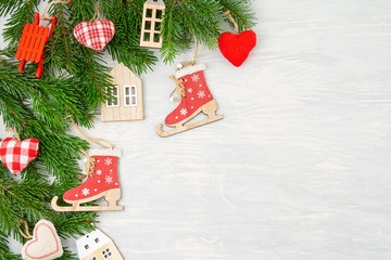 Festive christmas background with plastic free, natural decoration.