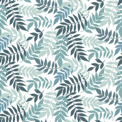 Fototapeta premium Vector leaves seamless pattern. Floral ornament. Leaf background.
