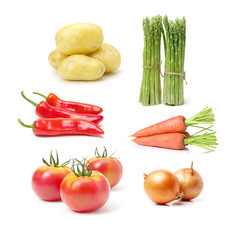 Fresh raw vegetables on white background