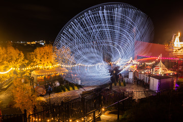 Helsinki, Finland - 19 October 2019: The Carnival of Light event at the Linnanmaki amusement park....