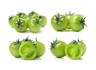 Green tomatoes on white background