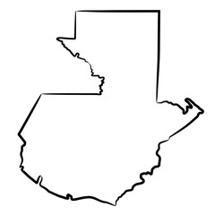 Guatemala map from the contour black brush lines different thickness on white background. Vector illustration.