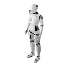 Female cyborg or robot full length