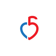 heart five logo vector red and blue color