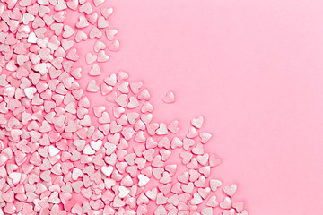 Trendy shiny silver pink hearts background