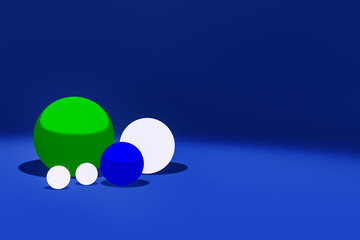 Different colored balls in different size, 3D illustration
