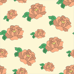 seamless pattern of pink peonies on a light background