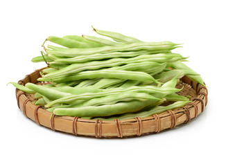 Green kidney bean on white background 