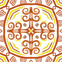 Embroidery in the traditions of Peru, Aztecs and Maya. Geometric folk ornament fabric.  Colorful seamless pattern in Spanish, Mexican, African,  American Indian rug. Tribal embroidery. Old carpet.