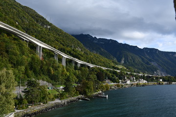 a long walking path to chateau de chillon