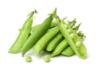 Fresh peas isolated on white background 