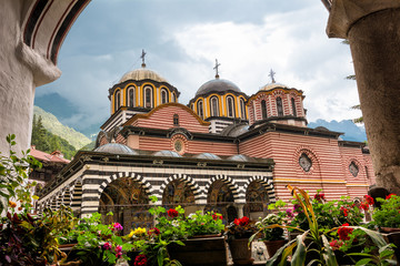 Rila Monastery, one of the main tourist destinations and UNESCO site in Bulgaria - obrazy, fototapety, plakaty