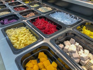 Healthy vegetable salad bar in the restaurant