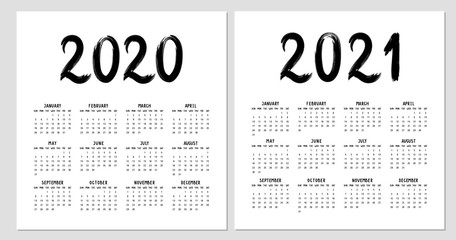 Calendar 2020 template for wall, business, print. Week starts from Sunday.