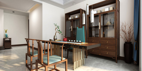 3d render. Dining room interior.