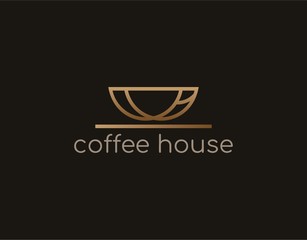 Luxury Logo of Coffee House with Modern Concept. Premium Cafe Logo with Abstract Mug Image in Monoline Style. Suitable for Cafe or Coffee Shop Logo. Vector Illustration