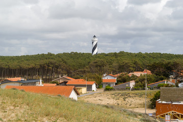Phare de Contis, Zatoka Biskajska, Atlantyk, Francja © podlaski49