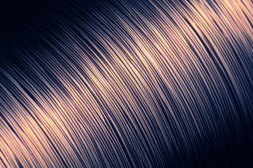Close-up of a large skein of gray iron wire