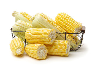 boiled corn isolated on white background