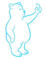 Cute Polar Bear Cartoon Taking Selfie
