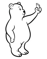 Cute Polar Bear Cartoon Taking Selfie Coloring Page