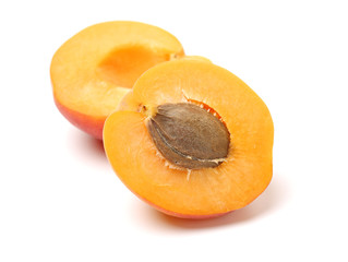 Organic apricots isolated on white