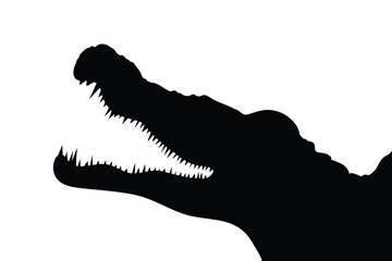 Vector silhouette of alligator on white background. Symbol of animal, wild, danger, zoo, predator, reptile.