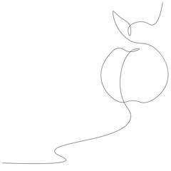 Apple banner line drawing, vector illustration	