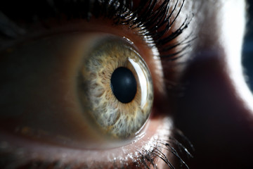 Human green eye supermacro closeup background