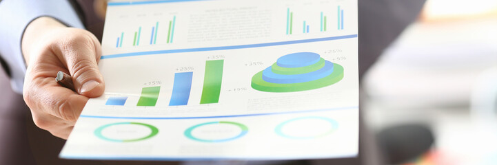 Person Analyzing Business Proceeds Using Graph