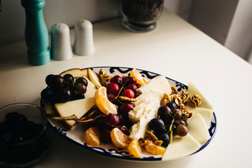 Traditional Turkish homemade breakfast and cheese plate 