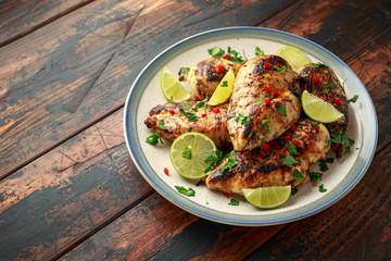 Homemade Grilled Chicken Breast in lime sauce with herbs