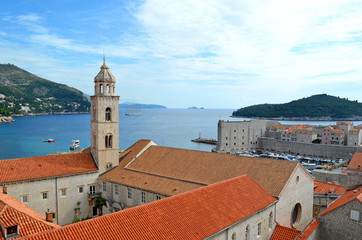 Fototapeta premium View of Old Town Interior Tower (Church) in Dubrovnik (Croatia)